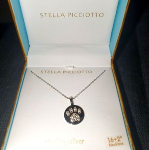 Sterling silver paw print necklace